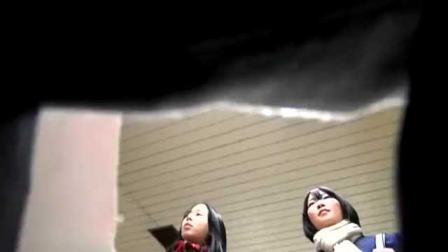 【パンチラ盗撮】駅構内で可愛い2人組のJKを見かけたので後ろを付けて逆さ撮り！